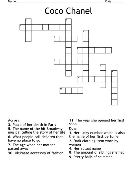 chanel fragrance crossword|chanel's famous fragrance crossword.